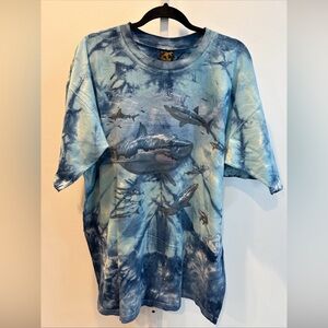 Vintage 90s Churinga Blue Shark Graphic Tee Cotton Australia Men Size XL Y2K